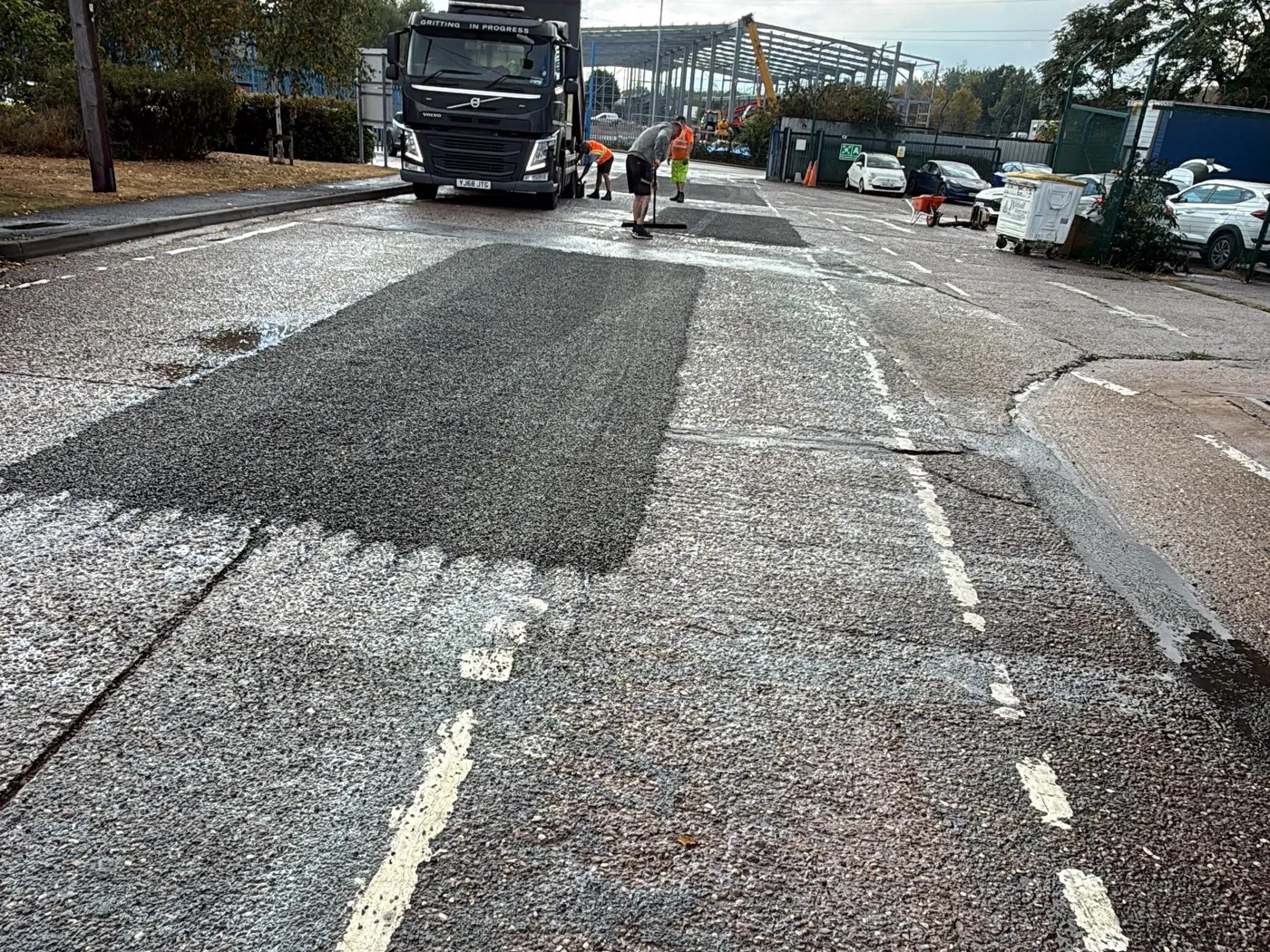 Road patch repair in progress